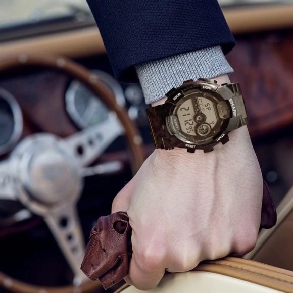 SHARP • Digital Sport Watch Backlight Navy Black New Battery Ready To Wear - Picture 2 of 5